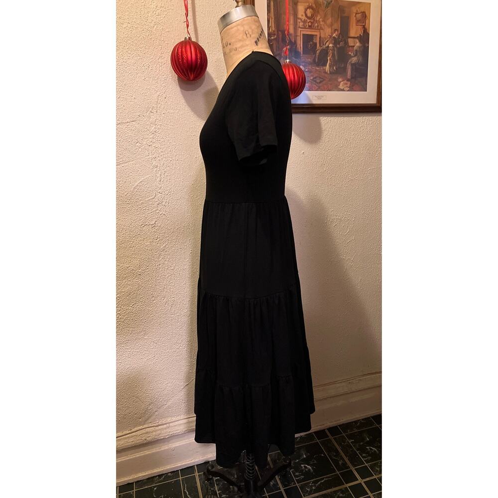 Women's Casual Cotton Blend V-Neck Short Sleeve Tiered Midi Dress NWT Size S - Picture 5 of 9